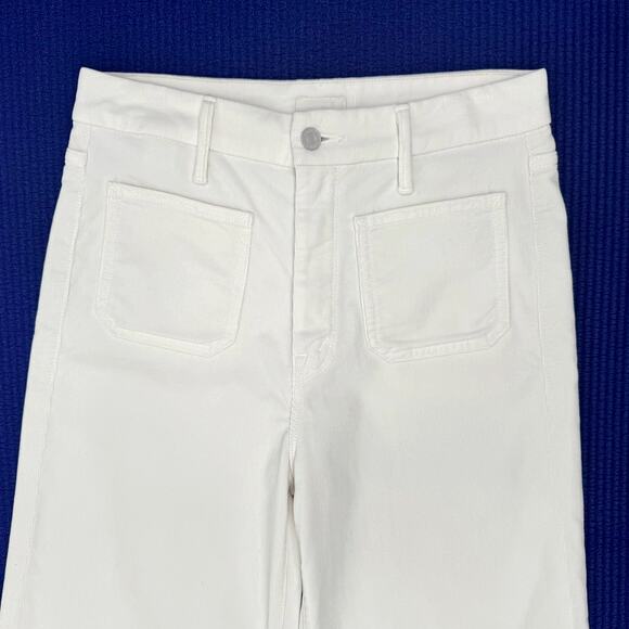 MOTHER The Patch Pocket Roller Skimp Corduroy Flare Jeans Sz 29 Chalk Ivory $248 - Picture 6 of 16